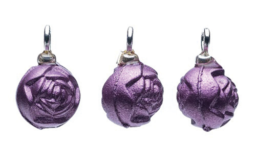 CLD2143 - Purple Rose Ornament, Pkg. 3