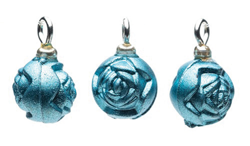 CLD2145 - Turquoise Rose Ornament, Pkg. 3