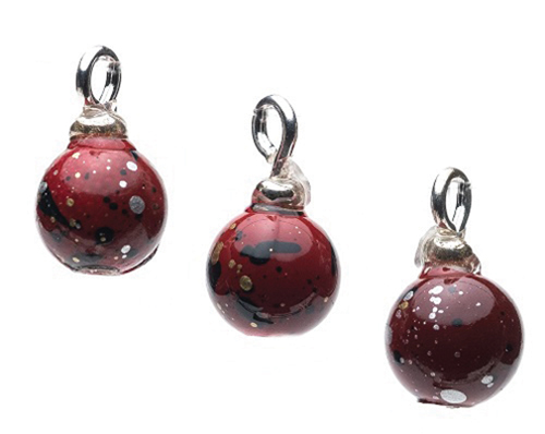 CLD228 - Burgundy Splatter Ornaments, Pkg. 3