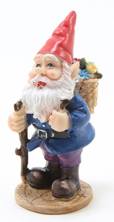 DDL1213 - Gnome with Walking Stick and Flower Basket