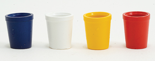 4 Pack of Cups, Navy, Red, White, Yellow