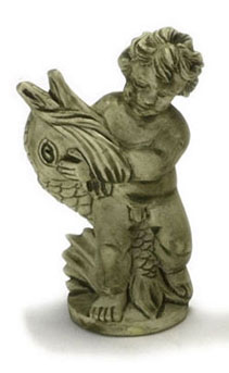 FCA1047GN - Statue-Angel with Fish-Green