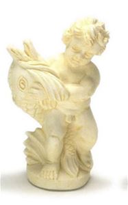 FCA1047IV - Angel with Fish Statue, Ivory