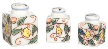 FCA3001 - Handpainted Square Canister, Set Of 3