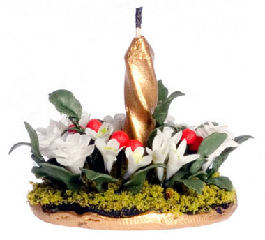 FCA3850 - Centerpiece with White Flowers &amp; Gold Candle