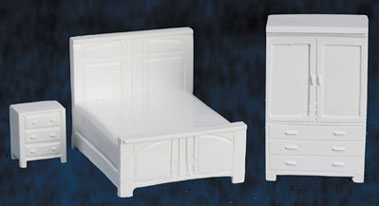 FCA4678WH - Discontinued: Bedroom Set, White, 3pc, 1/4 Inch Scale