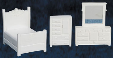 FCA4679WH - Discontinued: Bedroom Set, White, 3pc, 1/4 Inch Scale