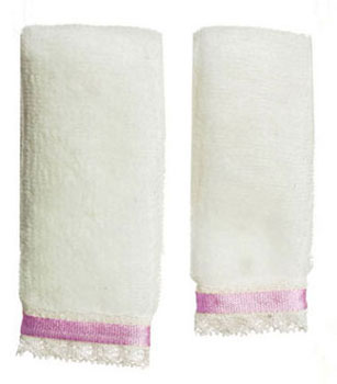 FCA52PP - Towel Set, White with Purple Ribbon