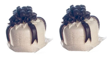 FCLL1003SS - White Cake with Chocolate Bow, 2 Pc 1/2 Inch
