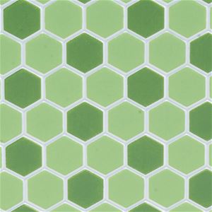 FF60694 - Tile Floor: 3/8 Hexagons, 11 X 15 1/2, Light Green/Dark Green