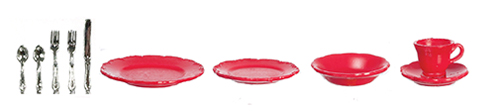 FR40317 - Red Dishes/Cups/Silver/10