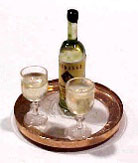 HR60009 - White Wine Bottle with 2 Filled Glasses On Tray