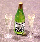 HR60010 - Champagne Bottle with 2 Filled Fluted Glasses
