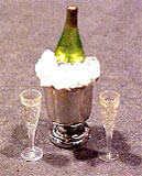 HR60011 - Champagne Bottle In Ice Bucket W/2 Filled Glasses