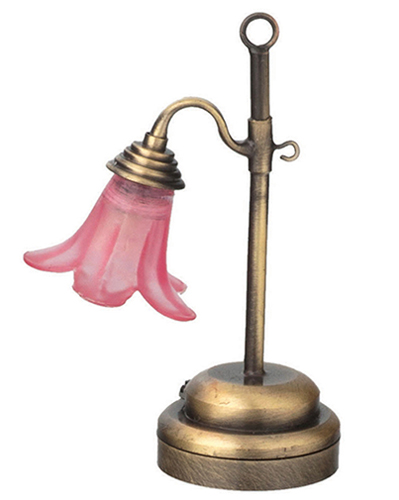 HW2362 - LED Antique Gold Table Lamp with Pink Shade