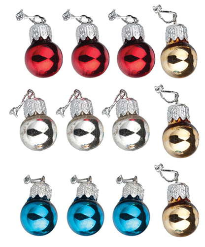 HW2545 - Christmas Ornaments, red, silver, gold and blue