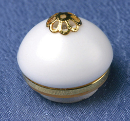 HW2681 - Small White Ceiling Globe with Gold Trim