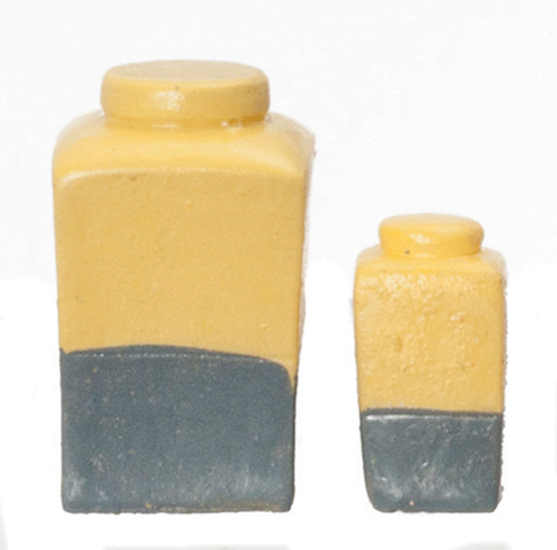 HW4022 - Resin Yellow/Gray Jars, 2Pc Set