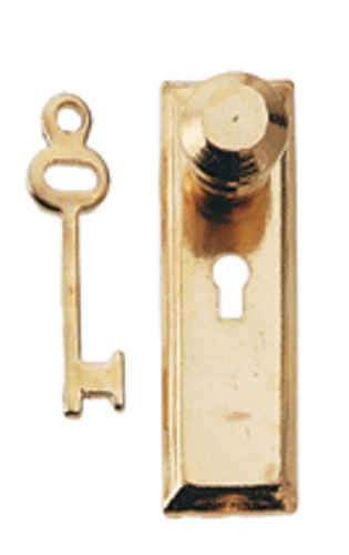 HW1114 - Knob with Key Plate, Brass 2/Pk