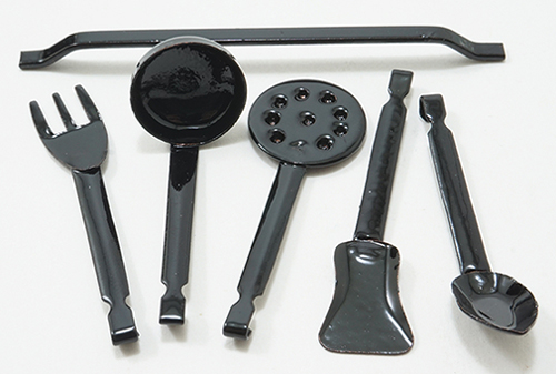 IM65070 - 5 Black Utensils with Hanging Rod  ()