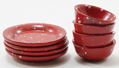 IM65305 - Red Enamelware Dishes, 8Pc  ()