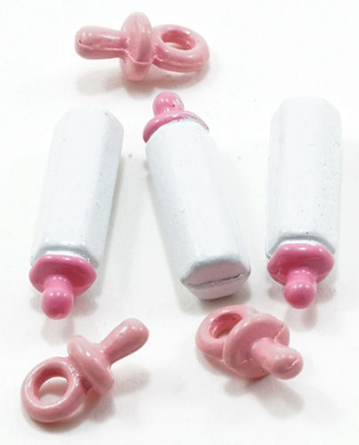 IM65495 - Pink Baby Bottles and Pacifiers Set, 6pc  ()