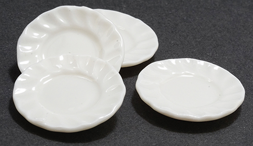 IM65637 - White Fluted Edge Plates, 4 Pieces  ()