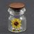 IM65719 - Glass Jar with Sunflower Decal, Dark Walnut Brown Lid  ()