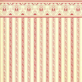 JMS02 - Wallpaper, 3pc: 1/2 Scale Regency Stripe, Burgundy