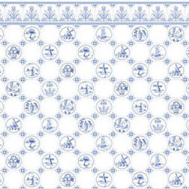 JMS03 - Wallpaper, 3pc: 1/2 Scale Dutch Tile, Blue On White