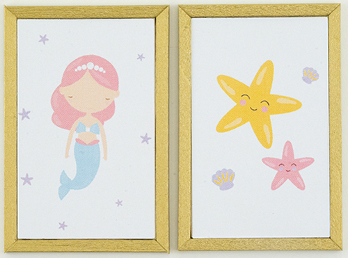 KCMKF45GLD - Mermaid Picture Set, 2 Piece Gold Frame