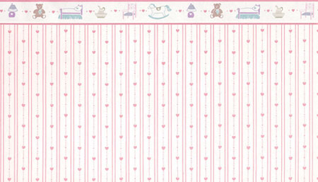 MG139D24 - Wallpaper, 3pc: Dollhouse Hearts, Pink
