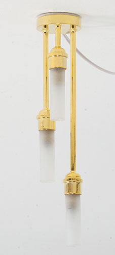 MH14024 - 3 Ceiling Light with Frosted Tube Shade, Brass, 12 Volt