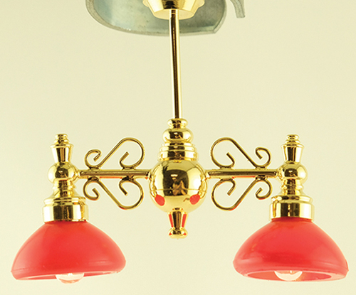 MH45138 - Billiard Chandelier with Red Shade 12V