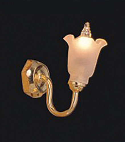 MH52013 - LED Battery Wall Sconce W/Canted Tulip Shade with Wand, Brass, CR1632 Battery Included, 3 Volt