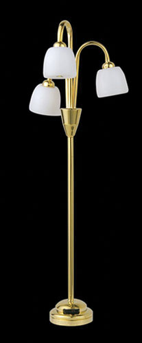 MH53051 - LED Battery 3 Globe Floor Lamp with Wand, Brass, CR1632 Battery Included, 3 Volt