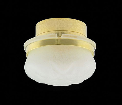 MH54010 - LED Battery 3-Volt Frosted Round Ceiling Light with Wand, Brass, CR1632 Battery Included, 3 volt