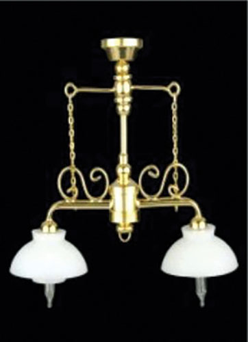 MH56049 - LED Battery 2 Down Arm Chandelier with Wand, Brass, CR1632 Battery Included, 3 Volt