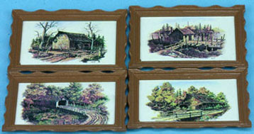 MUL5369 - Lg Framed Pictures, Rustic, 4 Pcs.