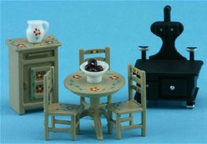 MUL5406B - Discontinued: 1/4In Kitchen Set, Hand Painted, Oak