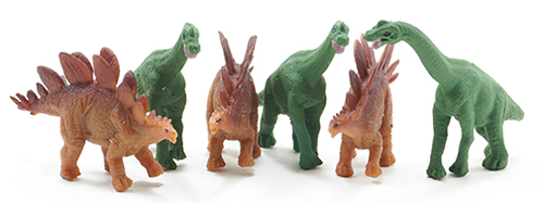 MUL6038 - 6 Piece Dinosaur Set, 3 Brachiosaurus and 3 Stegosaurus