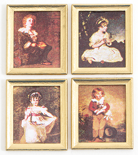 MUL5371 - Small Framed Pictures, Children, 4 Pieces