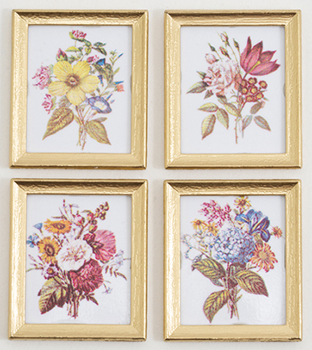 MUL5374 - Framed Rectangle Floral Pictures 4Pcs.