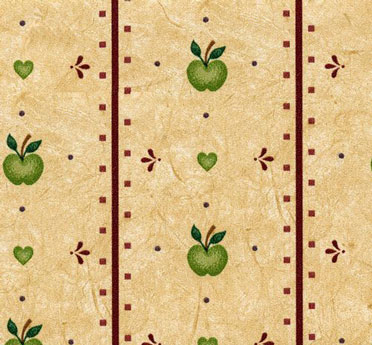 NC89830 - Prepasted Wallpaper, 3 Pieces: Green Apples/Red Line