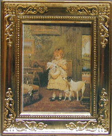 NCRA0189 - Picture, Girl/Dogs Metal Frame 2 X 2 3/4