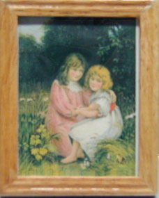 NCRA0204 - Picture, 2 Girls, Oak Frame 1 3/4 X 2 1/4