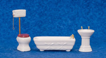 NCRB072 - 3Pc Porcelain Victorian Bath Set-Tank