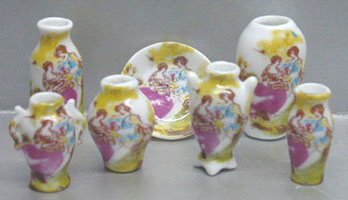 NCRBD12 - 7 Pc Vases/Plate-Figures