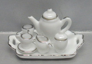 NCRBD16 - 10 Pc Wh/Silver Trim Tea St-Sqr