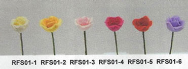 NCRFS01-1 - Sm.Rose Stems-White/Set Of 12